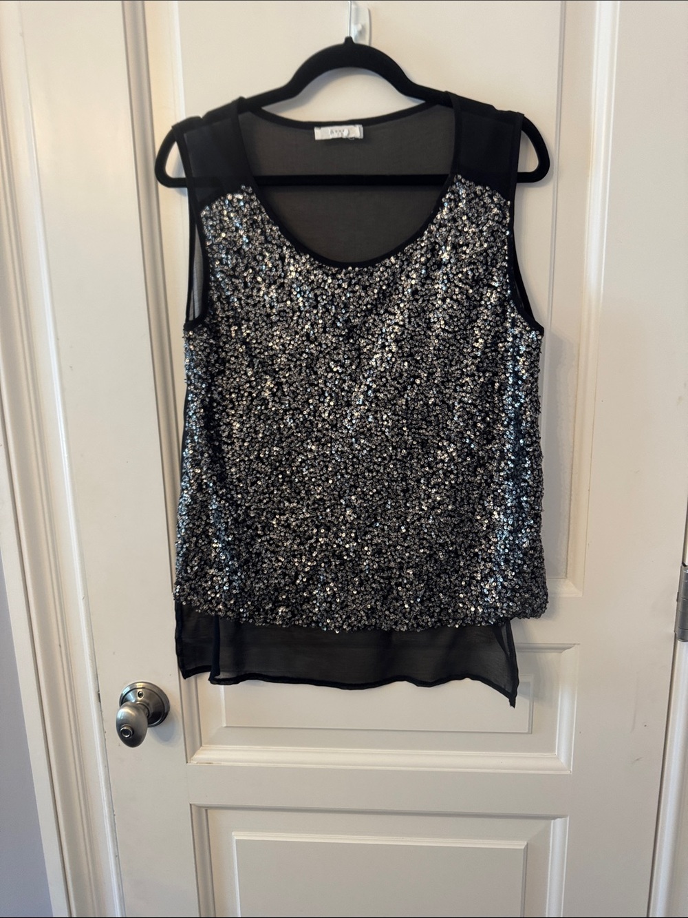 Lush Black and Silver Sequin Sleeveless Camisole